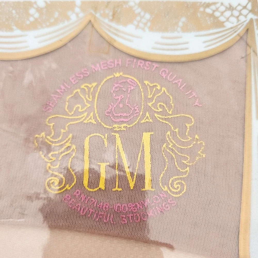 Vtg Seamless Mesh Stockings Lot 6 Rose Beige 9.5 Nylon Hosiery Leg Lingerie GM